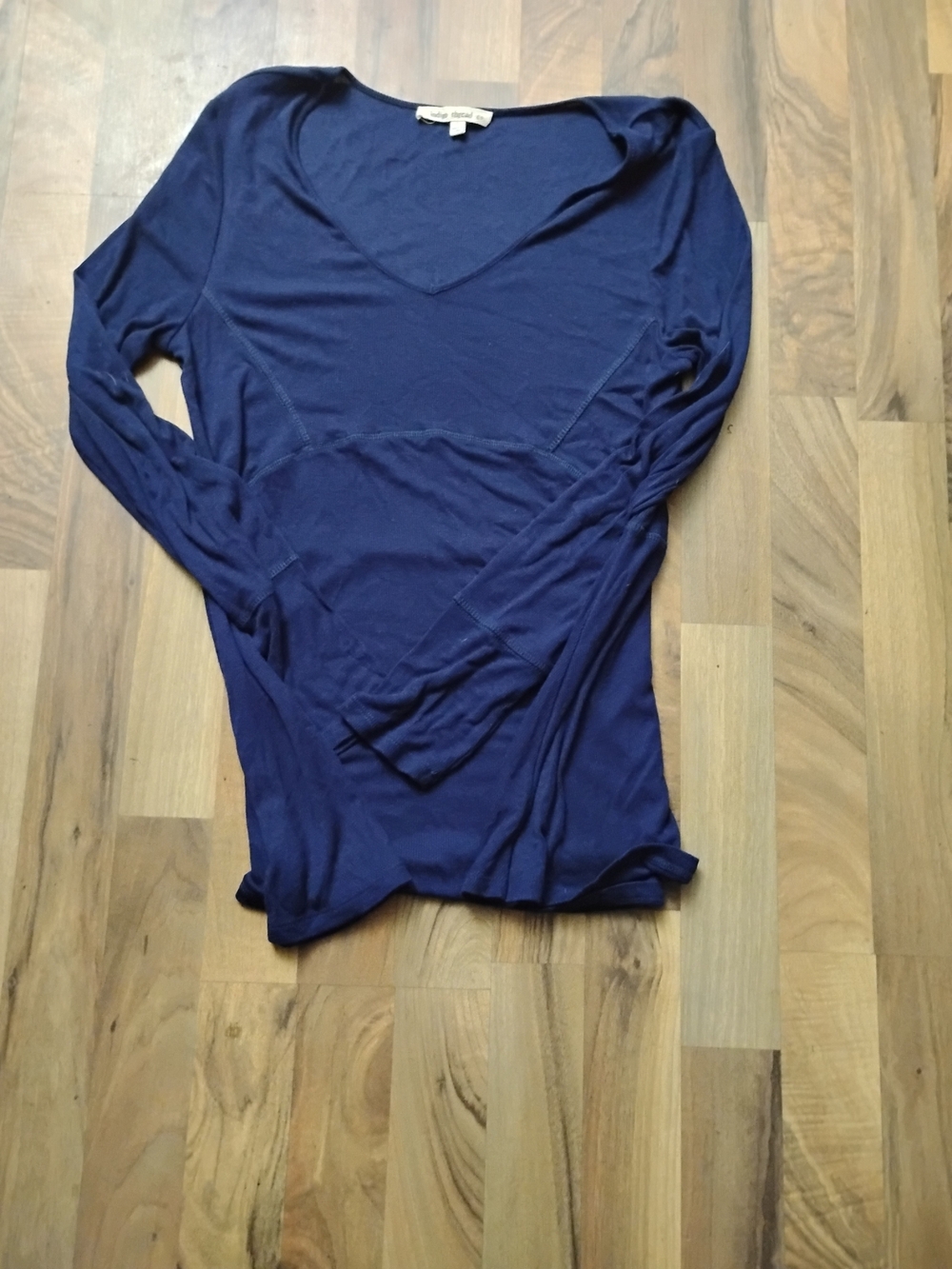 Blue Long-Sleeve V-Neck Women's Top